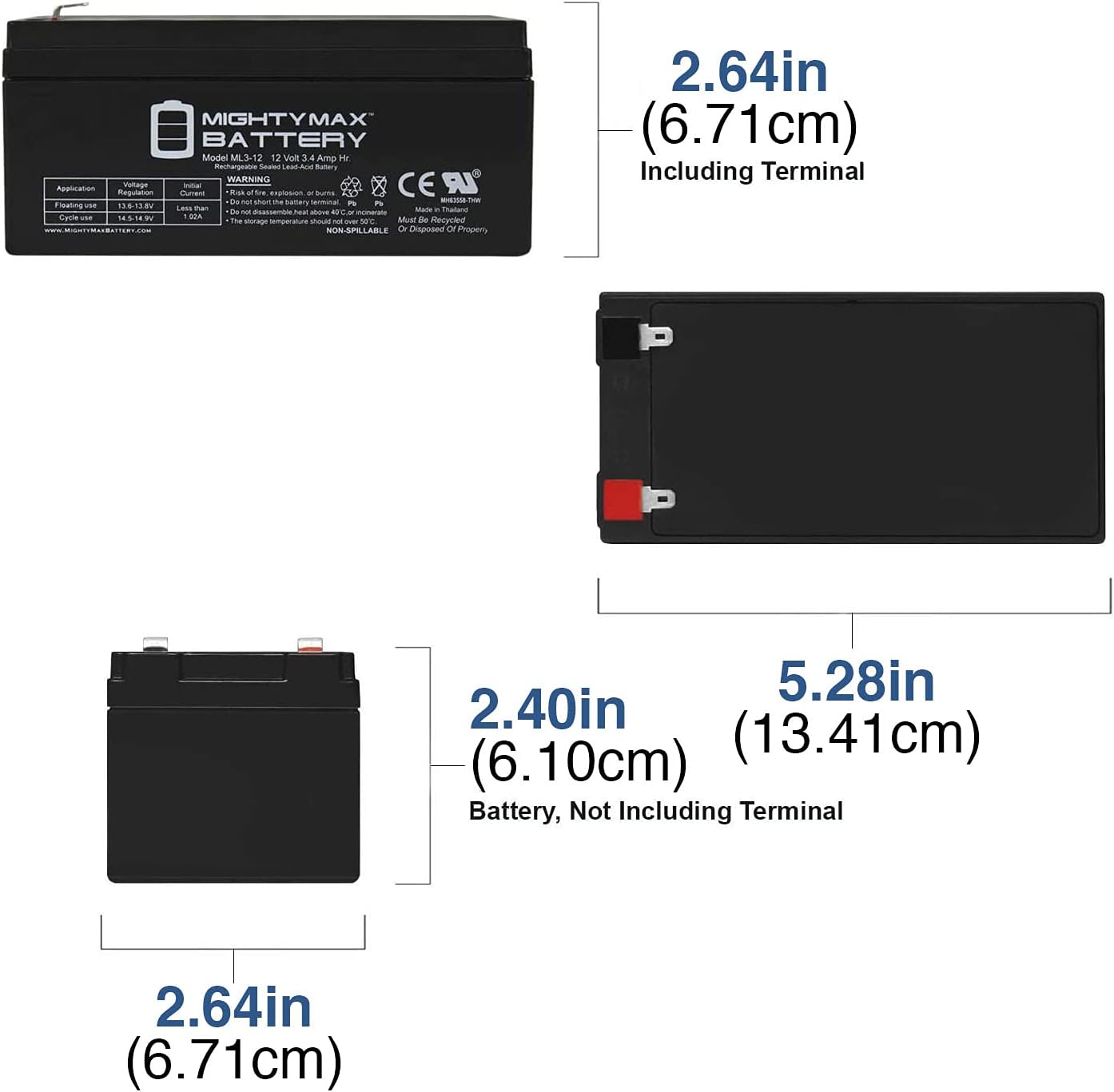 Mighty Max Battery ML3-12 - 12V 3AH Replacement Battery for APC Back-UPS ES350