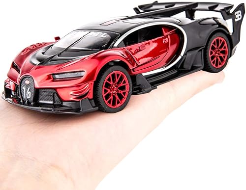 Miniatura 7 de BDTCTK Bugatti Vision GT Supercar 1/32 Aleación de zinc Die Casting Pull Back Modelo de coche de juguete Sonido y luz para regalo de niño niña (rojo)