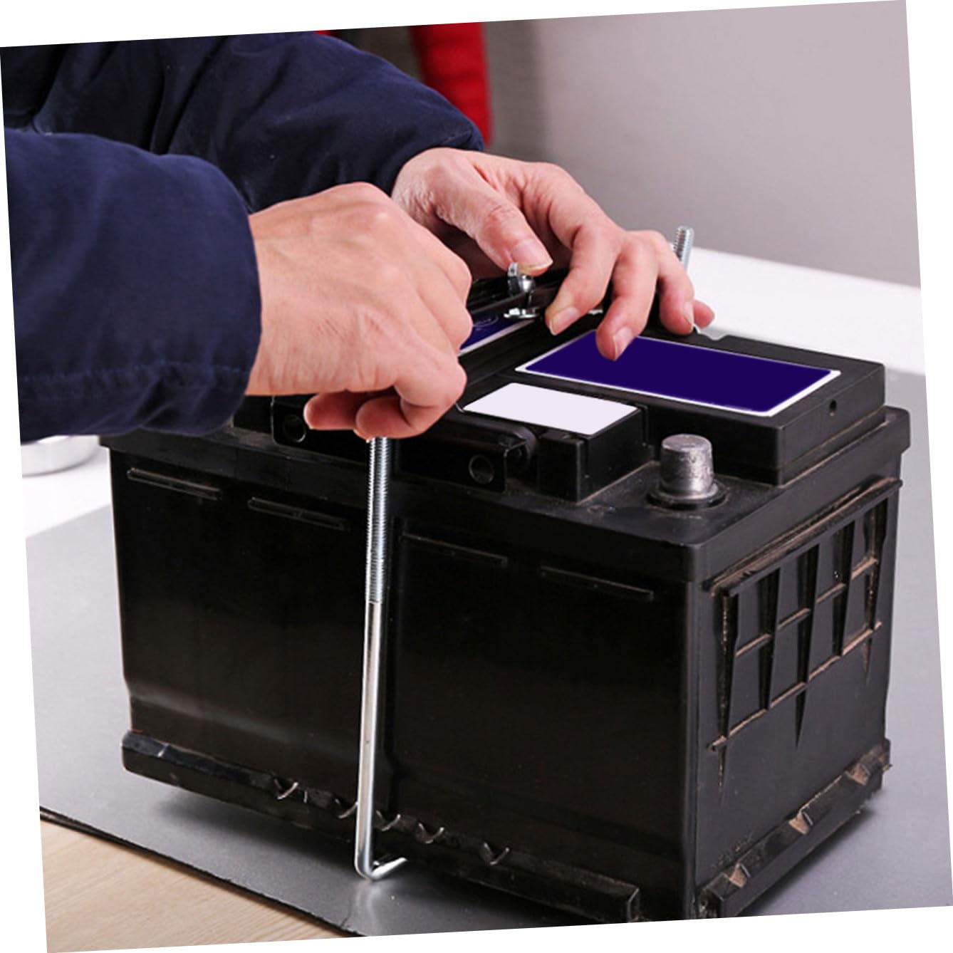 1 Set Support de Fixation en Fer Noir, Batterie de Voiture