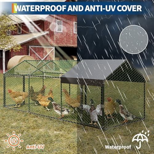 Garvee Metal Chicken Coop, Chicken Runs for Yard with Waterproof and Anti-UV Cover, 3 Door Portable Chicken Coop for Outdoor, Rabbit, Duck, Black, 120"×40"×40" by Garvee - Used condition - Image 6