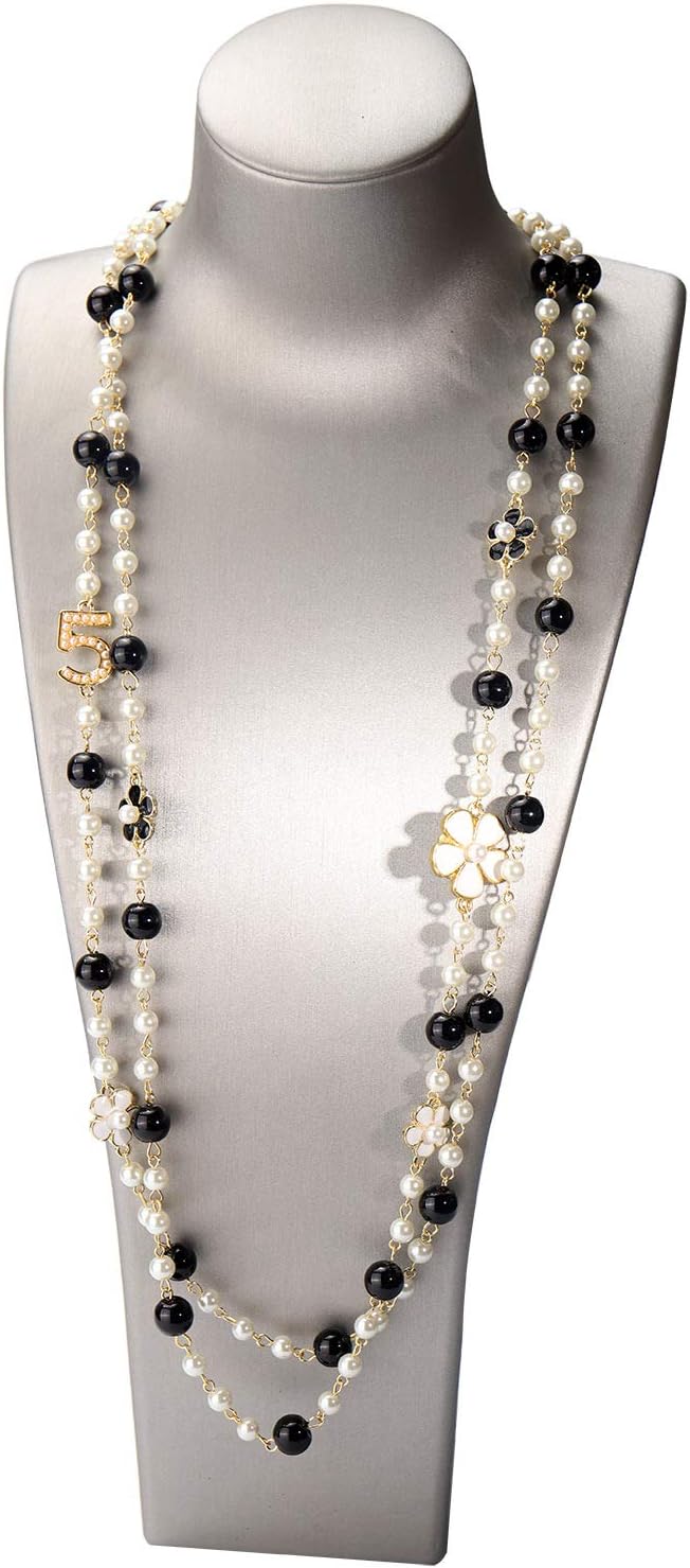 Women Long Pendants Layered Imitation Pearl Necklace - Image 7