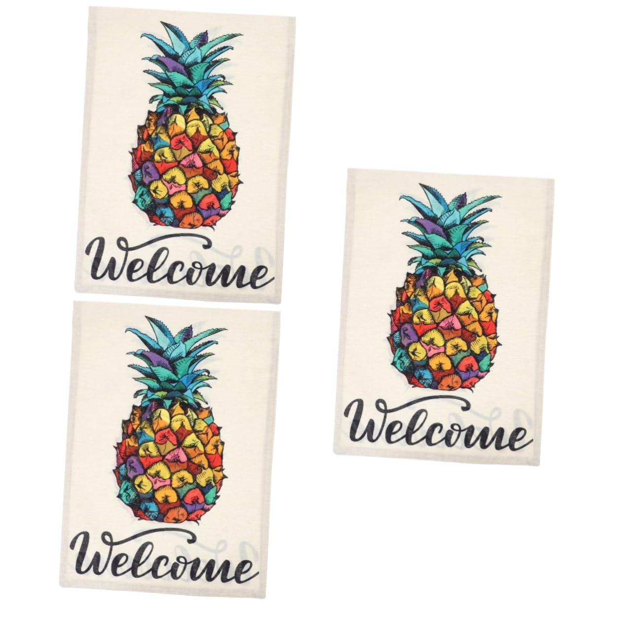 Drapeau de jardin double face suspendu motif ananas décoration extérieure étanche cour 3 pièces