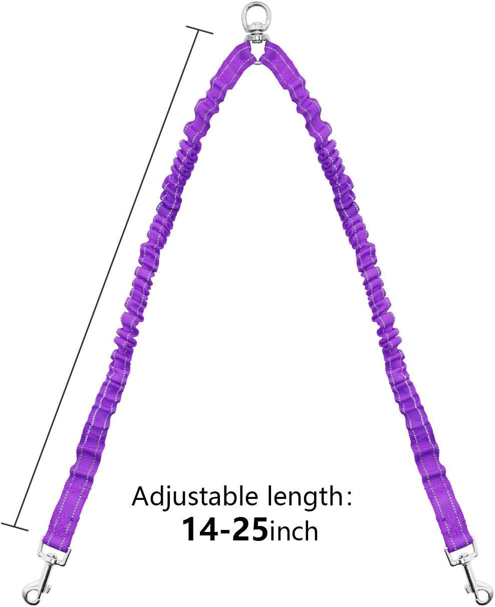 Giecooh Double Dog Leash,Reflective No Tangle Leashes for 2 Dogs,Dual Dog Training Leash for Small Medium Dogs,Purple