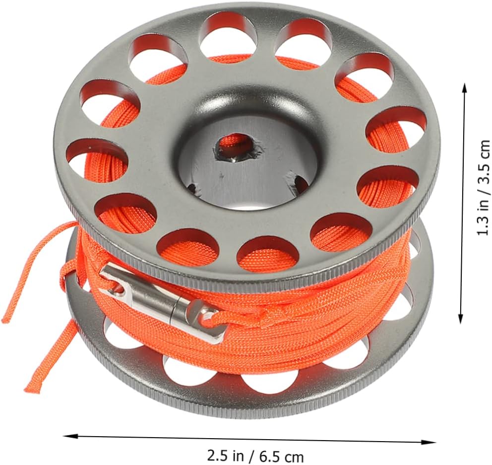 Happyyami Aluminum Alloy -winder Dive Reel Stainless Clips Marine Scuba Diving Spool Buoy for Ocean Diving Accessories