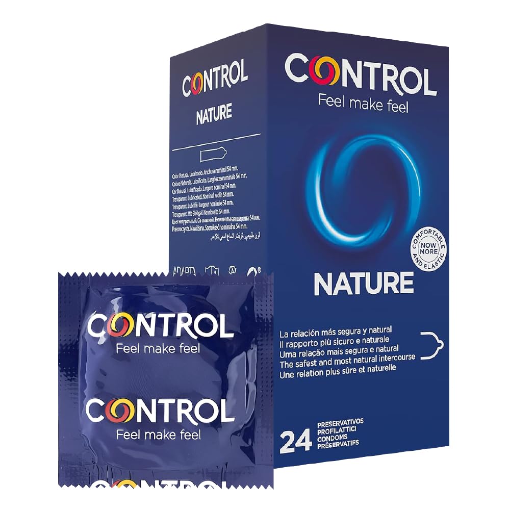 Control Preservativos Nature. Caja Pack Ahorro 24 Condones para un Placer Natural, Lubricados, Sexo Seguro, Ajuste Perfecto