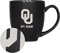 Vista 15 de Rico Industries NCAA #1 Dad - Taza bistró de cerámica negra mate grabada con láser, de 15 onzas, para bebidas calientes o frías