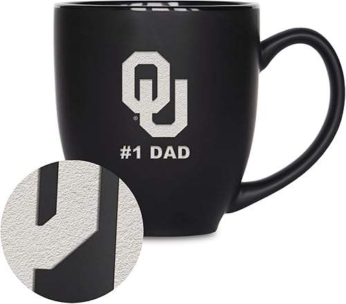 Miniatura 43 de Rico Industries NCAA #1 Dad - Taza bistró de cerámica negra mate grabada con láser, de 15 onzas, para bebidas calientes o frías Troyanos del Sur