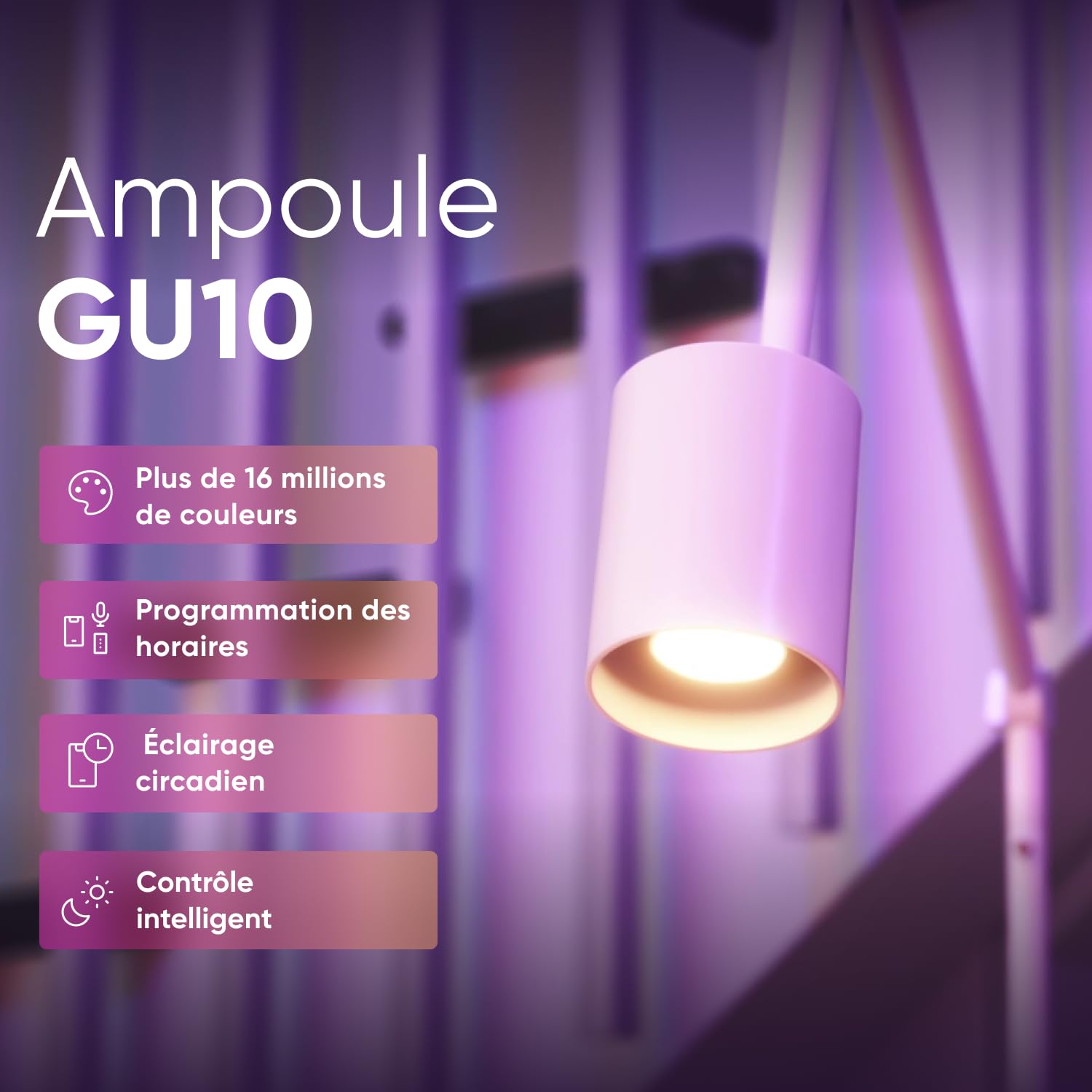 Nanoleaf Lampe LED Intelligente GU10 Matter 3 Ampoules RGBCW à intensité variable, 16 Millions de Couleurs, 400 lumens, Application WiFi Bluetooth/Commande Vocale (Alexa, Apple, Google)