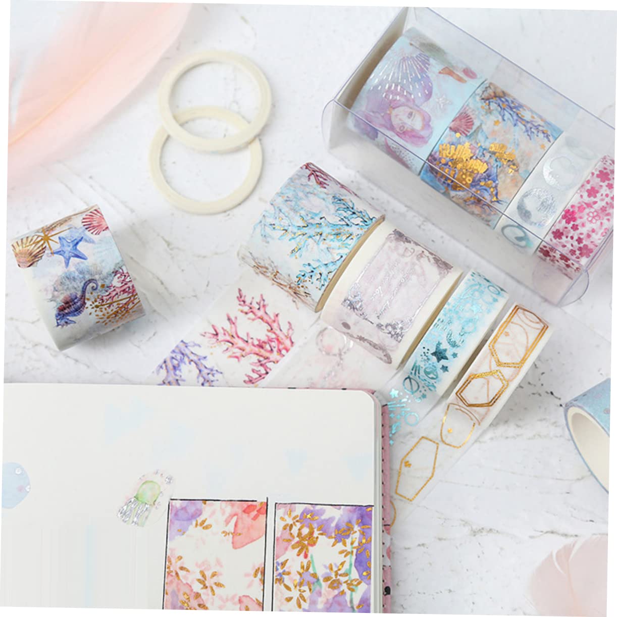 NUOBESTY 6stücke Kawaii Unterwasserwelt Washi Tape Buntes Klebeband Für Bastelprojekte Schulbedarf Und Scrapbooking Zufälliger Stil