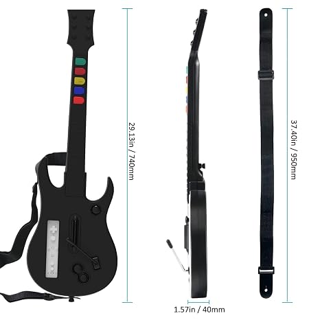 NBCP Wireless Guitar Controller for Wii, Compatible with Guitar Hero & Rock Band 2