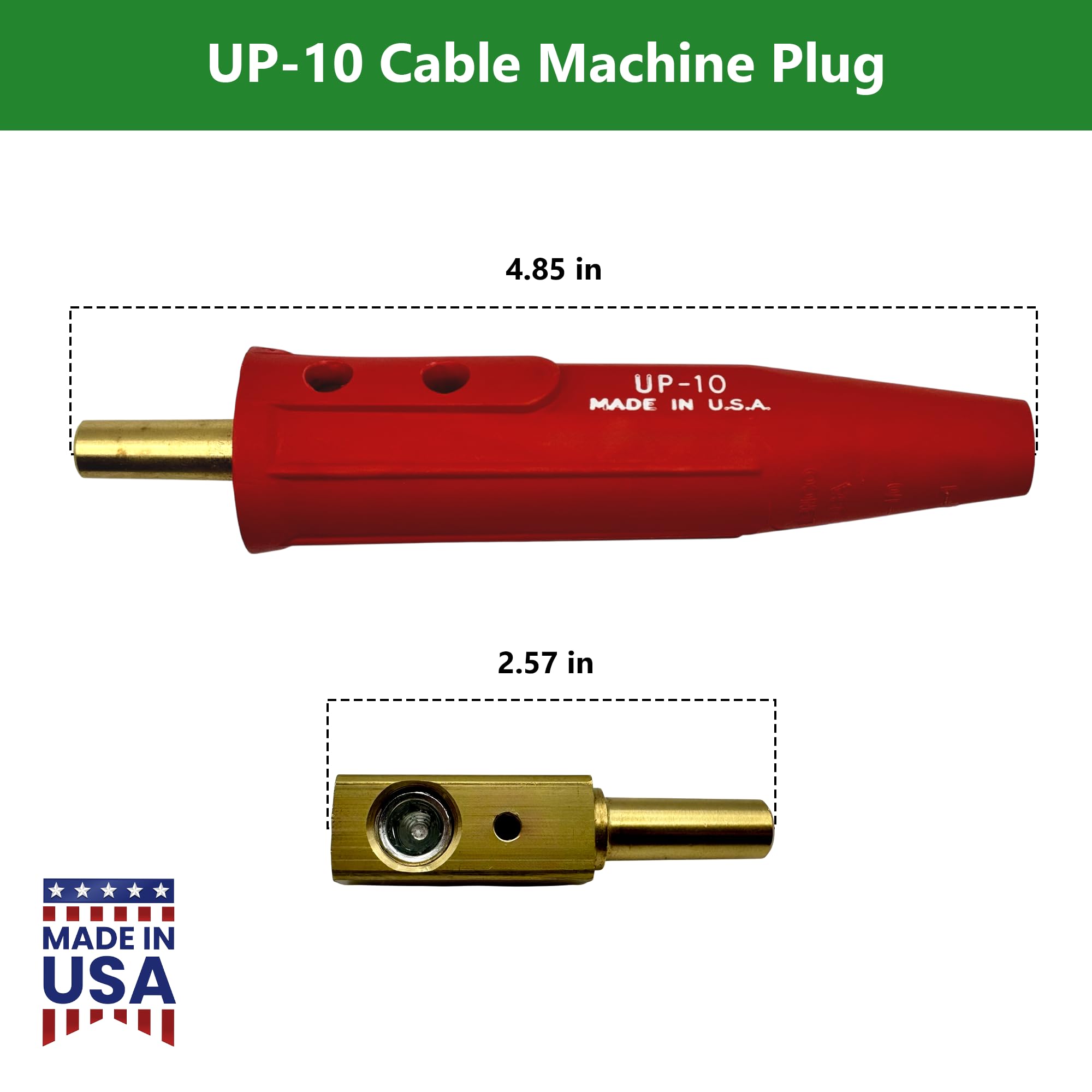 Lenco UP-10 - Coppia di connettori conici per cavi da saldare, colore: nero (05270) e rosso (05271), adatto per cavi di saldatura da 4 a 1/0, stile spina conica lunga, made in USA