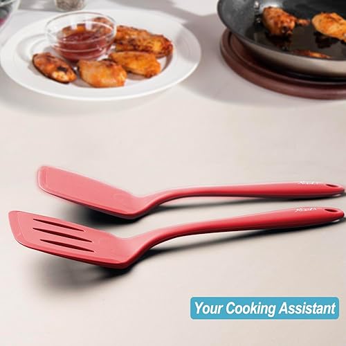 Miniatura 9 de Juego de espátulas de silicona resistentes al calor de 600F, volteadores de espátula de cocina de 13.6 pulgadas para utensilios de cocina