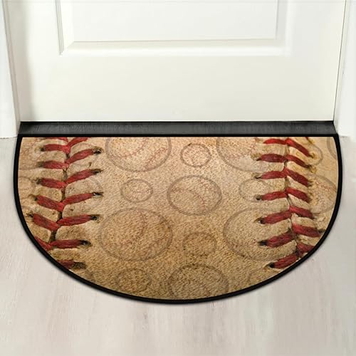 Miniatura 7 de FZDXZJJ Tapete deportivo de béisbol medio redondo, tapete de bienvenida de béisbol para puerta delantera, alfombra de área semicircular, alfombra de