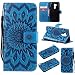 Produktbild Hancda Hülle für LG G7 ThinQ, Leder Hülle Flip Case Handytasche für LG G7 ThinQ Handyhülle Schutz Tasche Lederhülle Magnet Cover für LG G7 ThinQ,Blumen Muster Blau