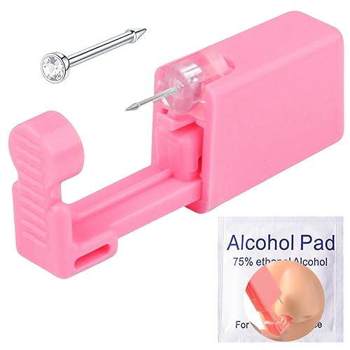 Juego de 6 piercings de nariz desechables con herramientas plateadas para perforación de nariz (S201-6)