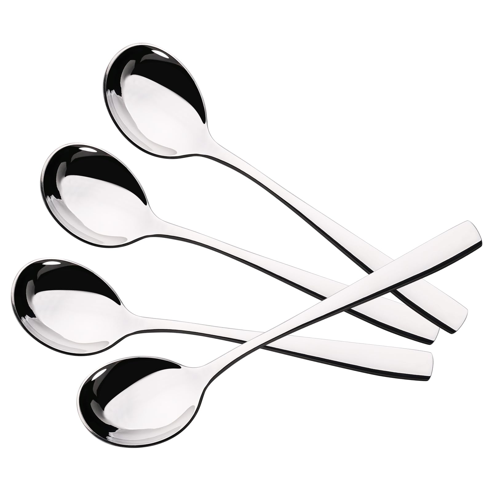 Cuillères à soupe rondes en acier inoxydable de 20,2 cm, lot de 12 pièces essentielles