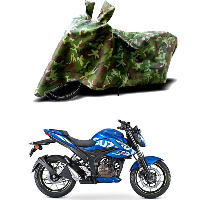 Image of 100% Water Resistant Full Bike Scooty Two Wheeler Body Cover Compatible For Suzuki Gixxer 250 /UV-Rays /Heat Protection /Birds Dropping /Scratchproof /Dust proof /Waterproof /All Varient[Green MJ]