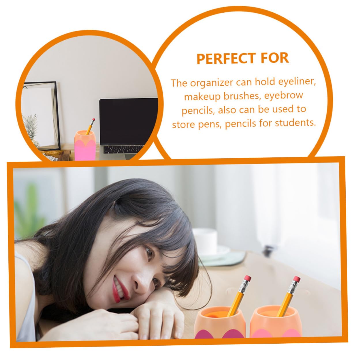 Lot de 6 Pots à Crayons en Abs Colorés et Multifonctions, Rangement Compact pour Bureau et Maison, Style Mignon et Simple Adapté aux Étudiants Style Aléatoire