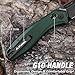 FLISSA Folding Pocket Knife, EDC Knife with Axis Lock for Men, 3.5 inch D2 Steel Blade, G10 Handle, Camping Knife with Deep-carry Pocket Clip for Outdoors and Daily Use(Green)
