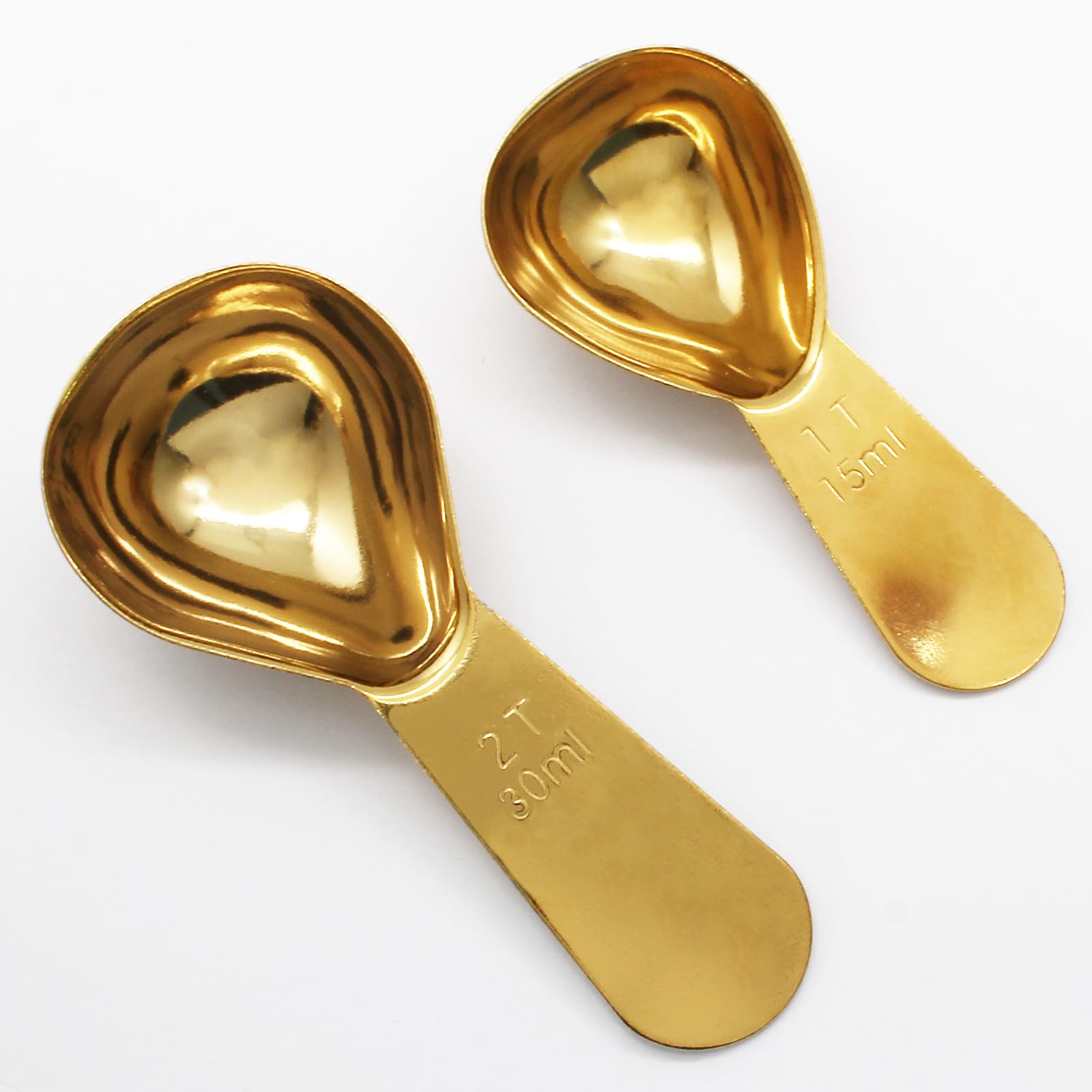 Hitefu 2 Packs Stainless Steel Coffee Scoop Set, 15ml Tablespoon with 30ml Spoon, Short Handle Spoon for Coffee, Tea, Sugar, Protein & Milk Powder (