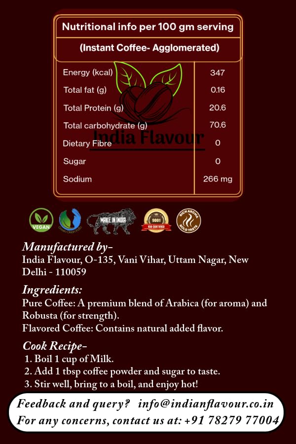 Image of Instant Coffee Combo | (8 Unique Flavours) | Pure Coffee, Caramel, Coconut, Almond, Cappuccino, Chocolate, Vanilla & Hazelnut | 100% Strong Coffee Trial Pack | (80g, Pack of 8x10g)