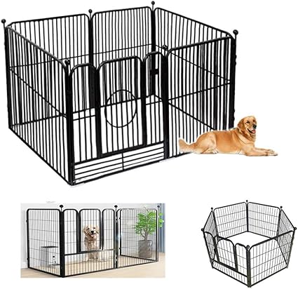 Amazon Co Jp Yxzpq ペットサークル スチール製 ペットフェンス 犬ゲージ ドア付き Diy 脱走防止柵 侵入防止 大型犬用 ゲート 中型犬 6枚 屋内 屋外 留守番 取付け簡単 80 90cm レイアウト自由 パネル6枚 黒 ベビー マタニティ