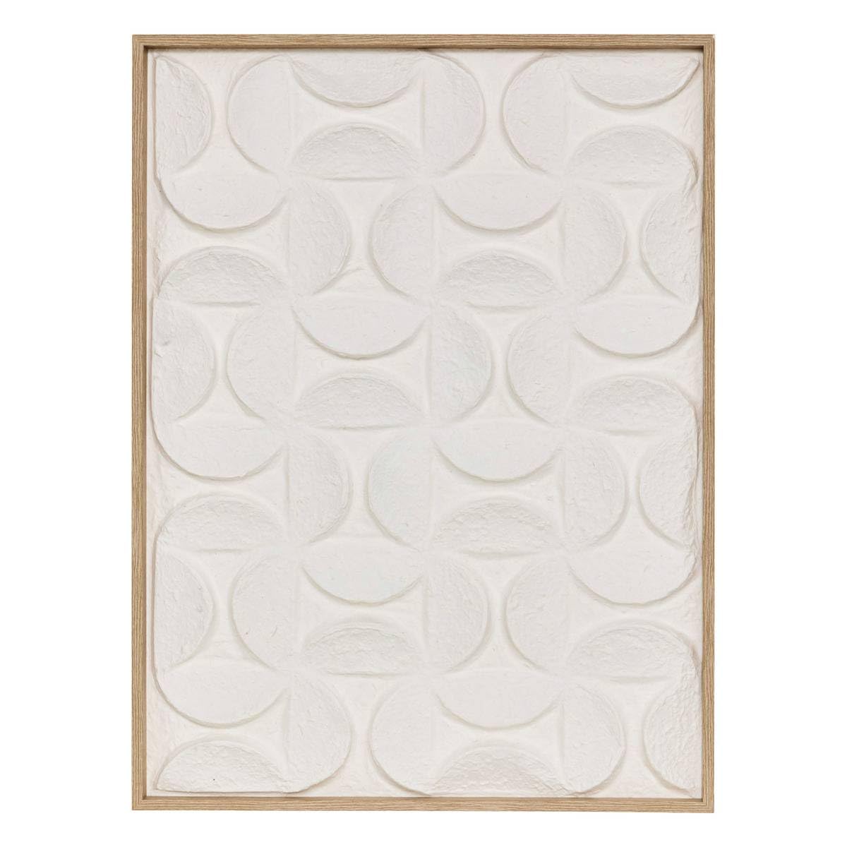Atmosphera - Tableau 3D en Relief Kailani - Blanc, Cadre Effet Bois - 60 x 80 cm - Décoration Murale pour Salon, Chambre, Bureau