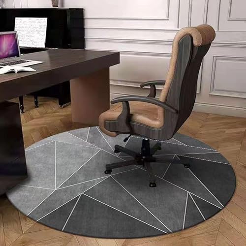 Hbluefat Office Chair Mat for Hardwood/Tile Floor, 40" ×40" Round Computer Chair Mat for Rolling Chair, Large Protector Rug, Multi-Purpose Floor Protector for Home Office (Grey)
