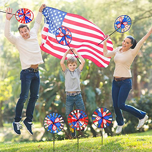 Wettarn 9 Pcs American Flag Pinwheels For Independence Day Patriotic Pinwheels 27 X 12 Inch Large Pinwheels Double Spinner Wheel 4Th Of July Decorations For Outdoor Yard Garden Lawn Patio Party #TOP4