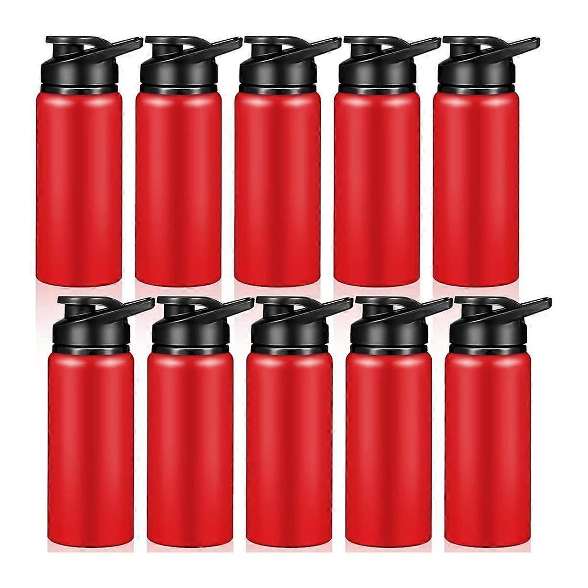 JOYHAPPST 10 Pieces Water Bottle 600ml Reusable Bottles Snap Lid Water Bottle for Gym Sports Camping Hiking Fishing Red
