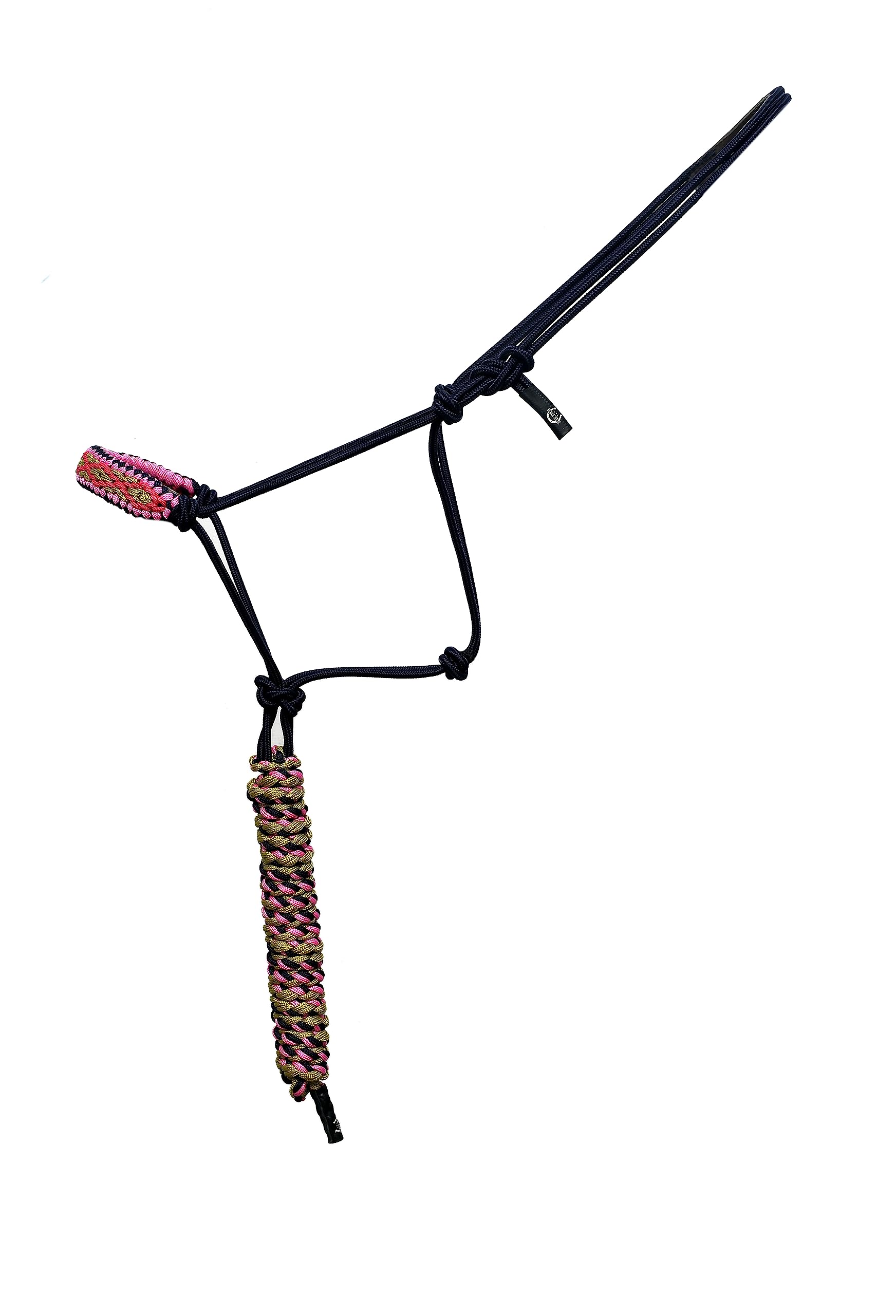 BLACK HOOF Barrel Racer Western Navajo Braided Paracord Nose Rope Halter w/Tri Color Hand Braided 9' Lead