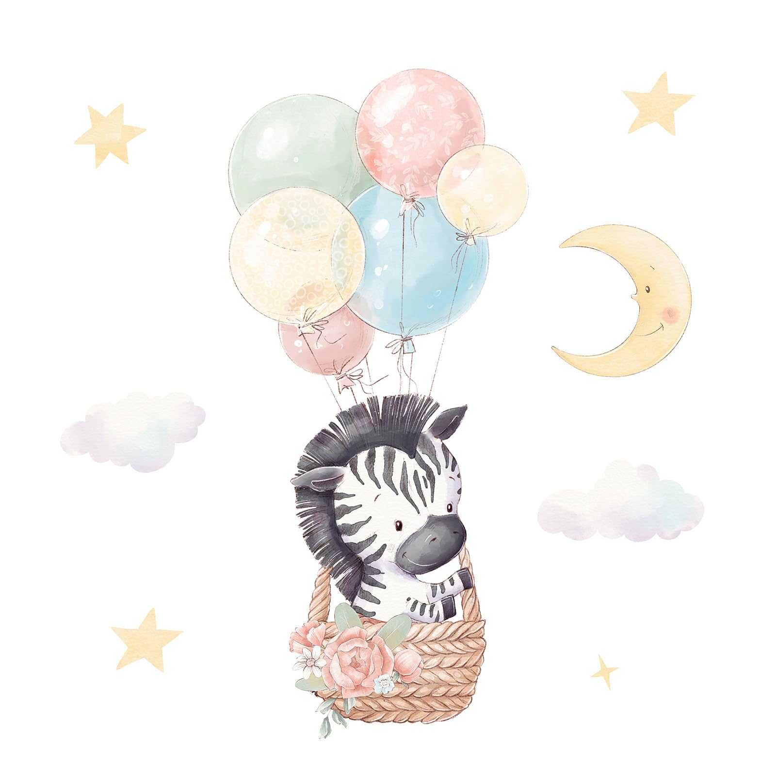 Fototapete Panorama Kinder – Zebra Luftballons 3617680708064 – Breite 195 cm x Höhe 195 cm