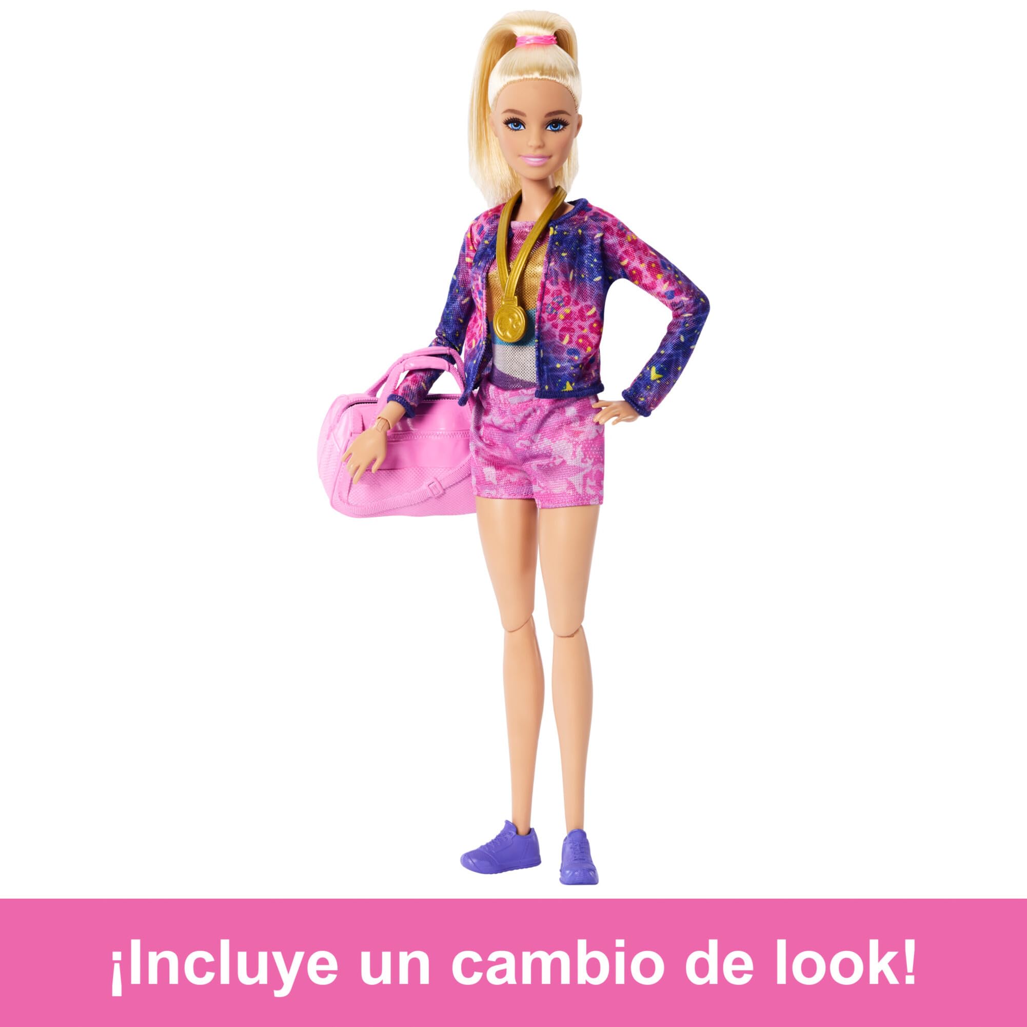 Barbie Tú Puedes ser Muñeca Gimnasta Rubia con Set de Juego, Barra de Equilibrio y Accesorios de Gimnasia, Juguete +3 años (Mattel HRG52)
