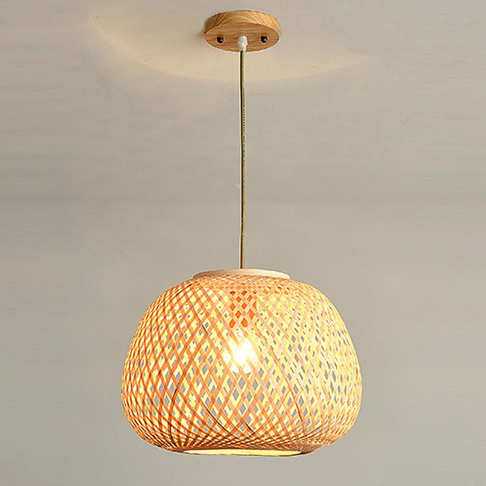 Lampe à suspension ronde en rotin tissée à la main haut de gamme