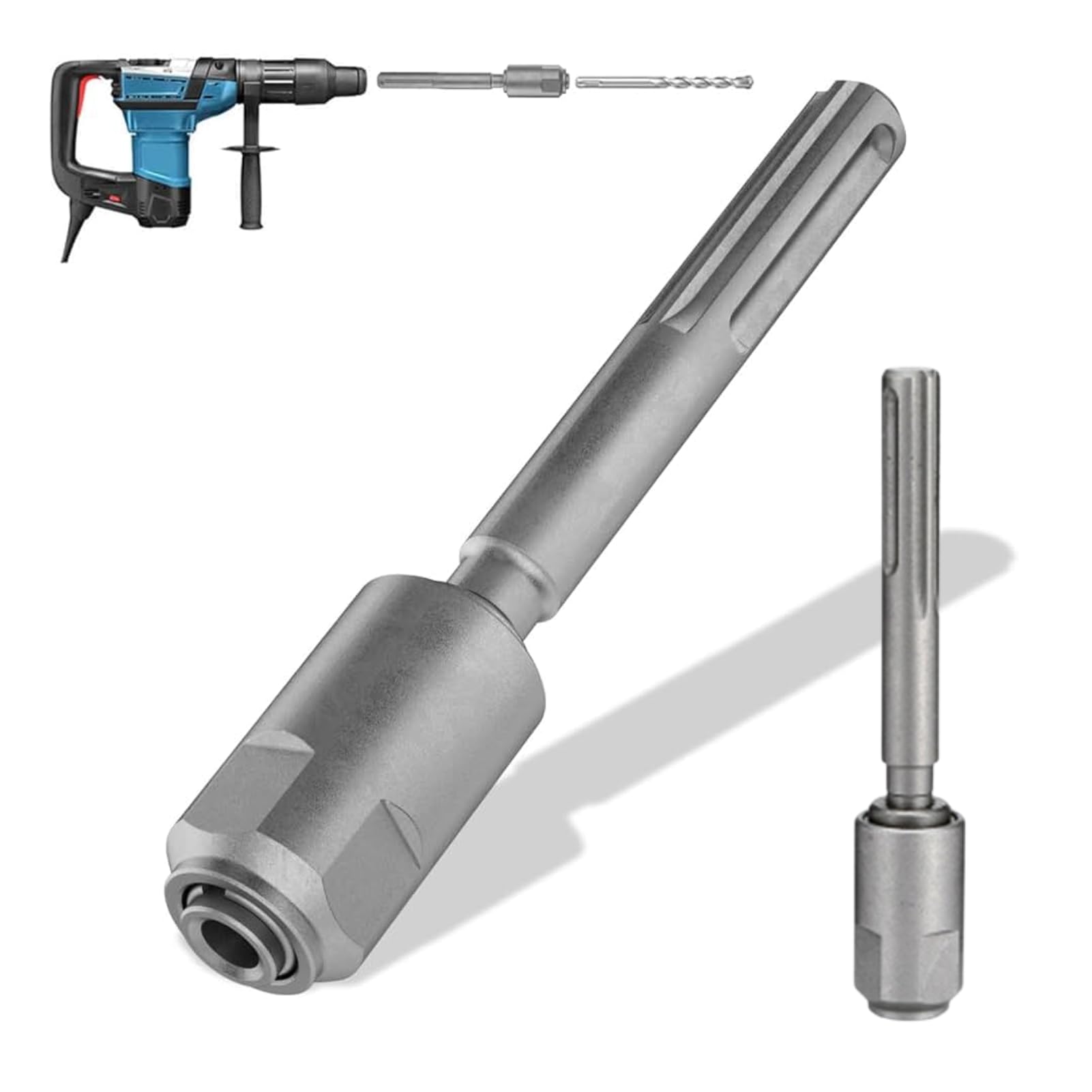 Adaptador de portabrocas SDS Max a SDS Plus plateado de alta resistencia mecánica