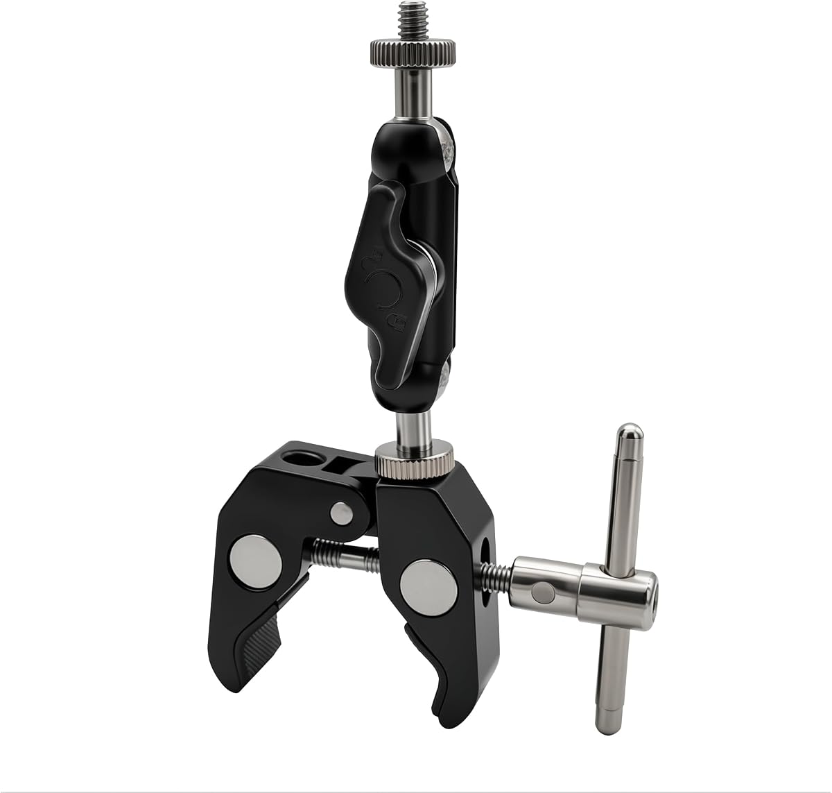 Super Clamp Mount with Dual Ball Head Magic Arm Heavy Duty Plastic Crab Compatible with GoPro, DJI Action 2, Insta360, Canon Nikon Sony Cameras, Field Monitor, LED Light, Microphone, Tube, Tripod