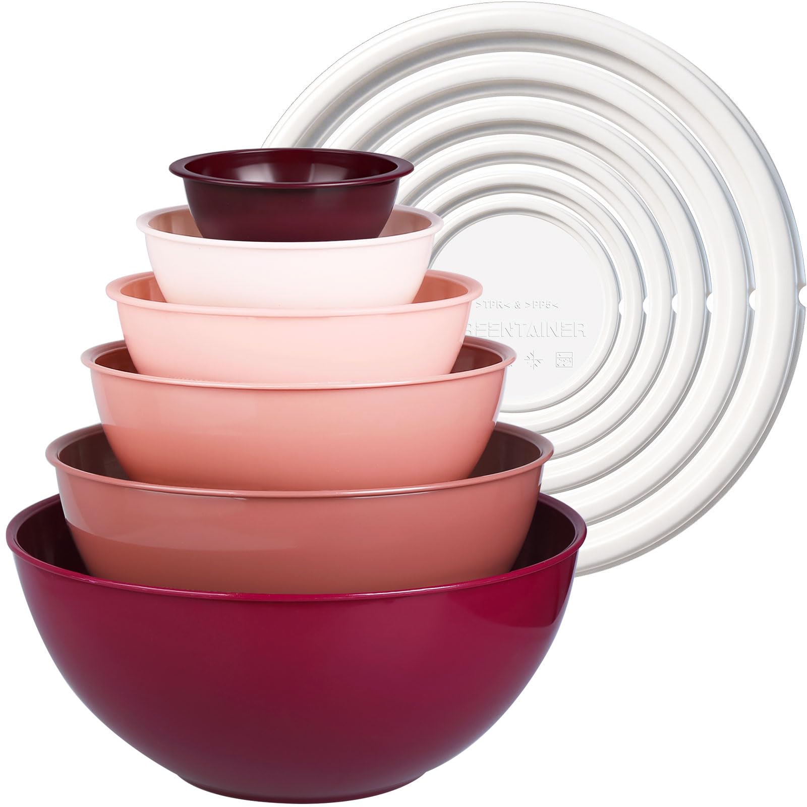 Greentainer Plastic Mixing Bowls with Lids Set 12 Piece Colorful Mixing Bowl Set for Kitchen - Nesting Bowls with Lid Set, 6 Prep Bowls and 6 Lids - Microwave and Freezer Safe — image 1