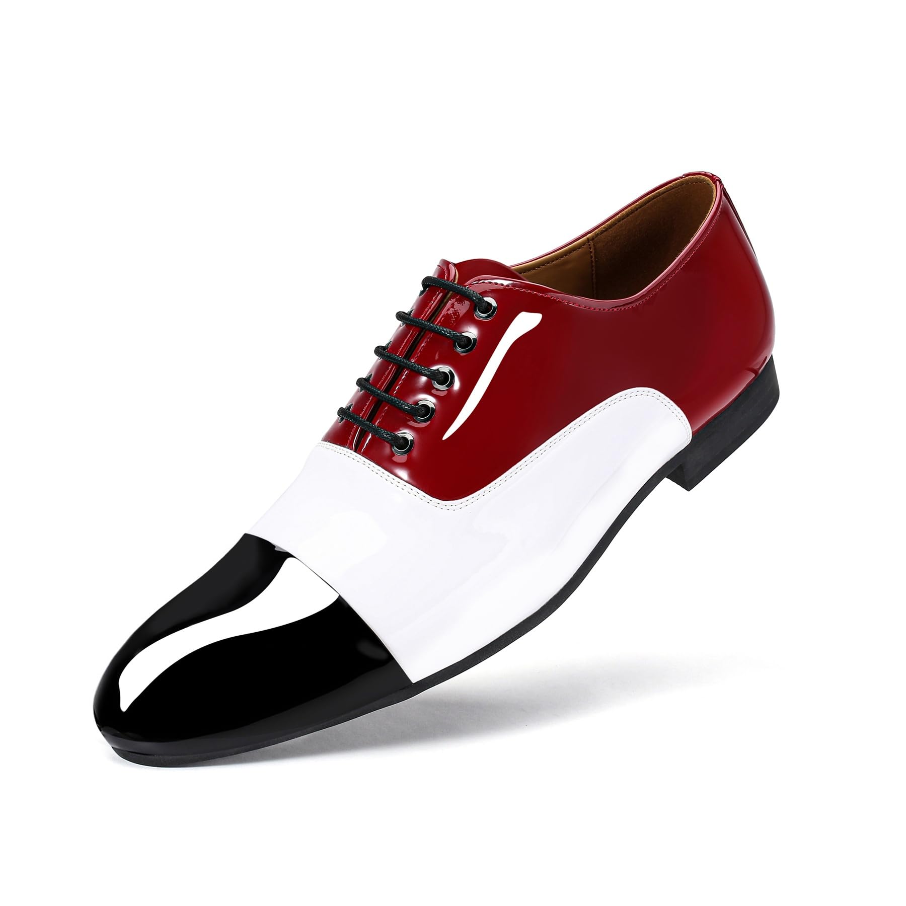 YFFUSHI Zapatos Oxford de Hombre en Charol Zapatos Elegantes con Contraste de Color para Traje de Boda Negocios