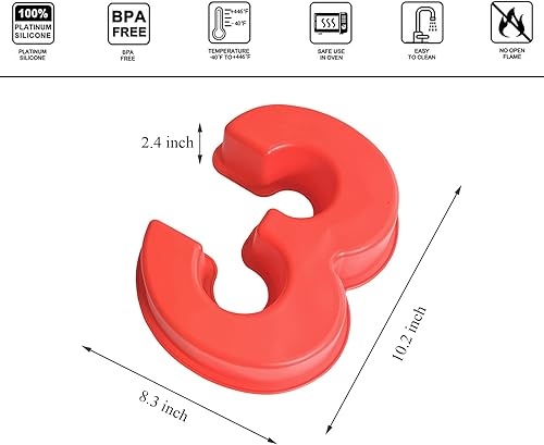 Miniatura 3 de PARTYON Moldes grandes para pasteles con números 3D, moldes de silicona líquida para hornear para cumpleaños y aniversario, moldes de silicona