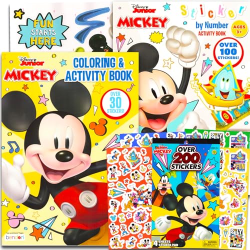 Libri da colorare di Topolino per bambini dai 2 ai 4 anni - Bundle con libro di attività di Topolino con oltre 200 adesivi e pagine da colorare di Topolino, altro | Mickey Activity Book Toddler