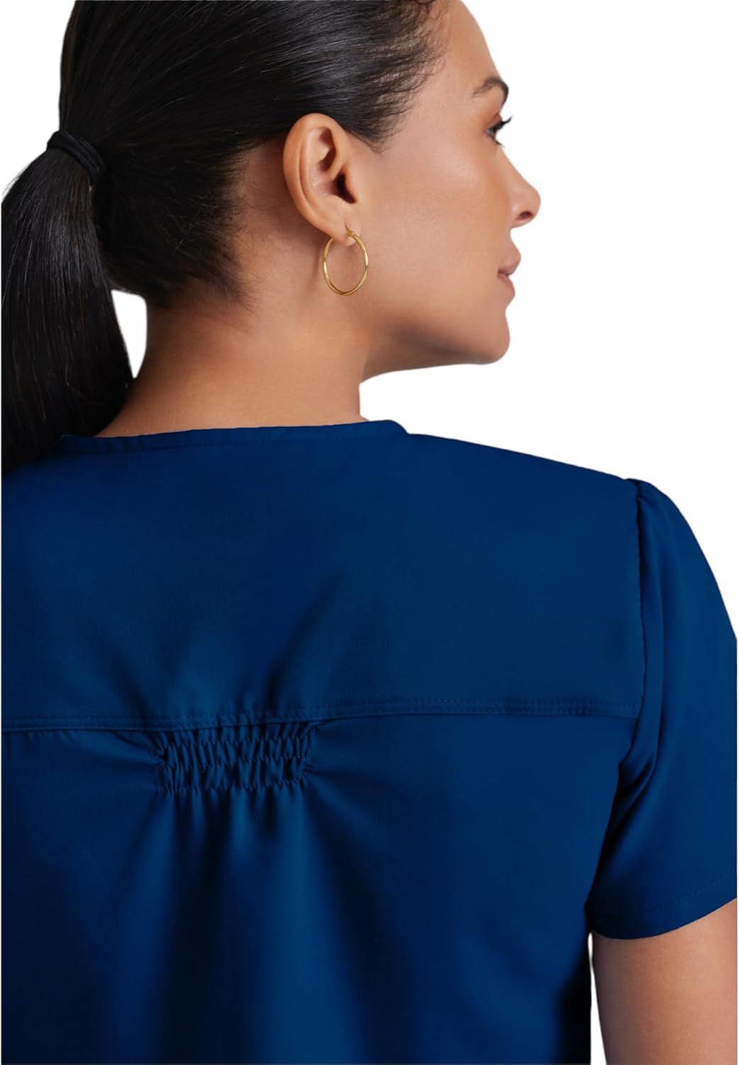 Grey's Anatomy Women's Two Pocket V-Neck Scrub Top with Shirring Back