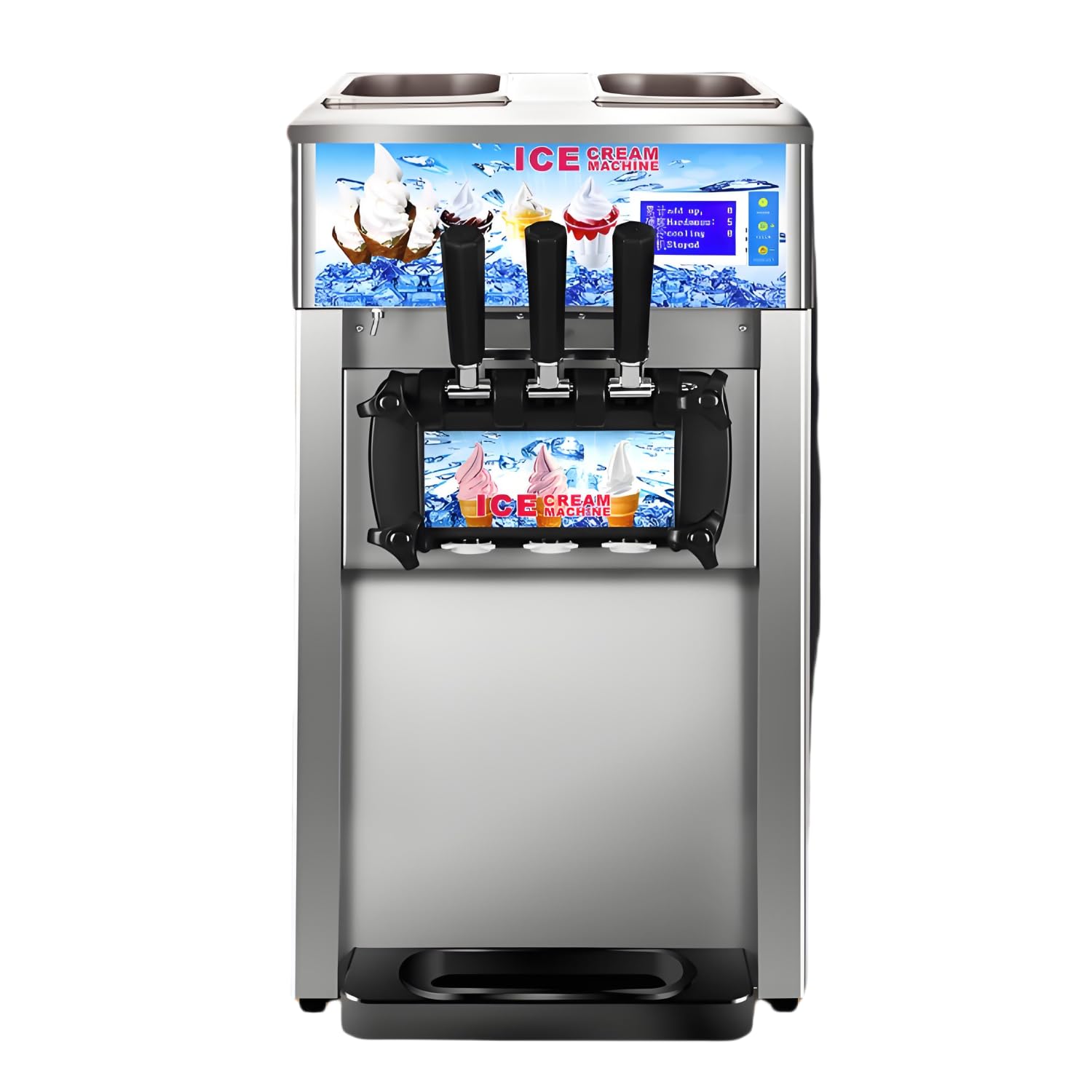 1200W Macchina per Gelato Commerciale 18L/5Gal Professionale Soft Ice Cream Maker a 3 Gusti Macchina per Gelato Funzione di pre-raffreddamento Macchine per Yogurt Gelati per Snack Bar Ristorante
