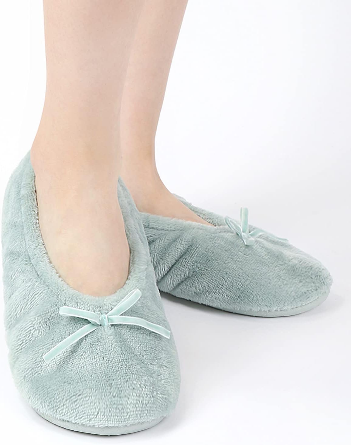 Panda Bros 2 Pairs Women's Ballerina House Slippers, Anti-Skid Comfy Warm Ballet Style Slippers - Image 2