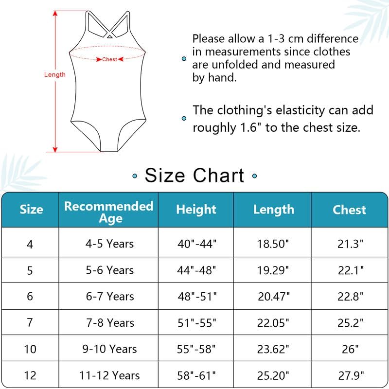 Miniatura 7 de Traje de baño de una pieza para niñas con correas ajustables, lindos trajes de baño para niños pequeños, traje de baño de playa 4T-12