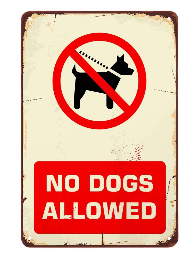 SMAZDFXX No Dogs Allowed Tin Sign,Prohibition Sign About Dogs Vintage Metal Tin Signs for Cafes Bars Pubs Shop Wall Decorative Funny Retro Signs for Men Women 5.5"x8"