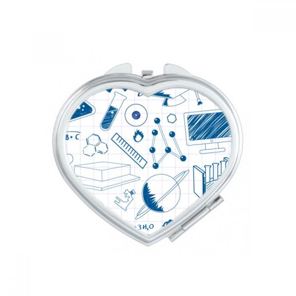 Miroir de poche bleu à motif de physique chimie pour retouches