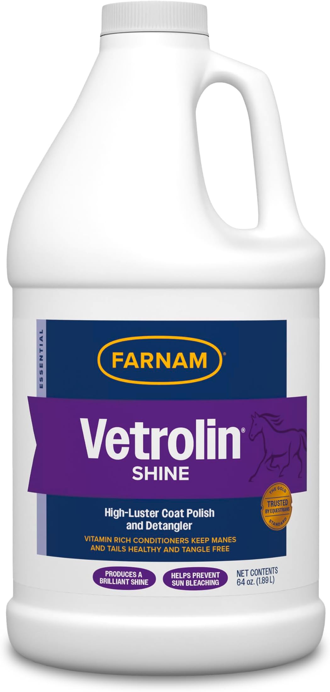 Vetrolin Shine, High-Luster Coat Polish and Detangler Spray, Ideal for Horses and Dogs, 64 oz.