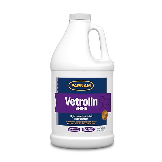 Farnam Vetrolin Shine, High-Luster Coat Polish and Detangler Spray, Ideal for Horses and Dogs, 64 oz.