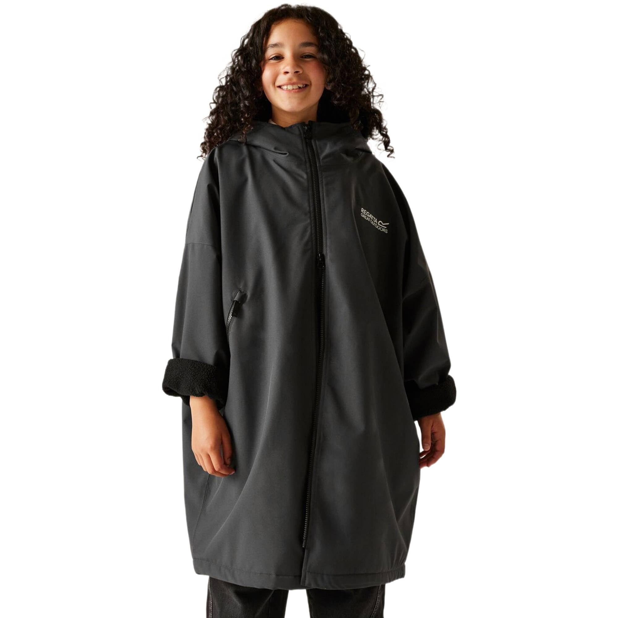 Regatta  Kids Grey Pro Waterproof Breathable Borg Fleece Lined Changing Robe in Size 9-13yrs, Sports Direct