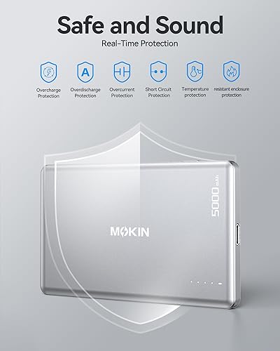 Miniatura 6 de Cargador portátil, 5000 mAh ultra delgado banco de energía para Magsafe Qi2, tamaño de tarjeta, batería magnética USB C PD 20 W carga rápida, 15 W
